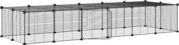 vidaXL - Huisdierenkooi - met - deur - 28 - panelen - 35x35 - cm - staal - zwart