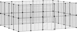vidaXL - Huisdierenkooi - met - deur - 36 - panelen - 35x35 - cm - staal - zwart