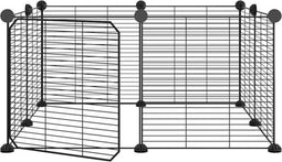 vidaXL - Huisdierenkooi - met - deur - 8 - panelen - 35x35 - cm - staal - zwart