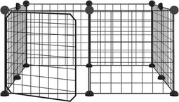 vidaXL - Huisdierenkooi - met - deur - 8 - panelen - 35x35 - cm - staal - zwart