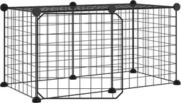 vidaXL - Huisdierenkooi - met - deur - 8 - panelen - 35x35 - cm - staal - zwart