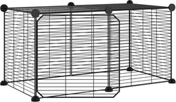 vidaXL - Huisdierenkooi - met - deur - 8 - panelen - 35x35 - cm - staal - zwart
