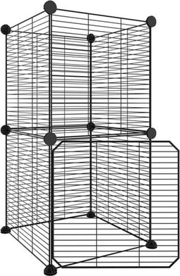 vidaXL - Huisdierenkooi - met - deur - 8 - panelen - 35x35 - cm - staal - zwart