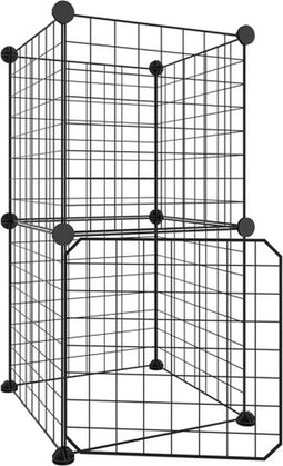 vidaXL - Huisdierenkooi - met - deur - 8 - panelen - 35x35 - cm - staal - zwart