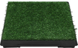vidaXL - Huisdierentoilet - met - bak - en - kunstgras - 63x50x7 - cm - groen