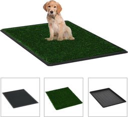 vidaXL - Huisdierentoilet - met - bak - en - kunstgras - 76x51x3 - cm - groen