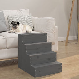 vidaXL - Huisdierentrap - 40x49x47 - cm - massief - grenenhout - grijs