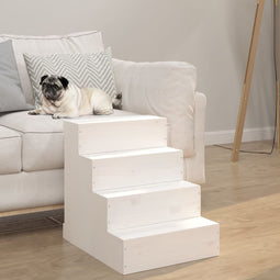 vidaXL - Huisdierentrap - 40x49x47 - cm - massief - grenenhout - wit