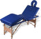 vidaXL - Inklapbare - massagetafel - 4 - zones - met - houten - frame - (blauw)