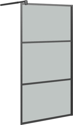 vidaXL - Inloopdouchewand - 100x195 - cm - donker - ESG-glas - zwart