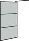 vidaXL - Inloopdouchewand - 100x195 - cm - donker - ESG-glas - zwart