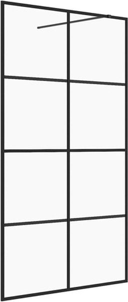 vidaXL - Inloopdouchewand - 100x195 - cm - ESG-glas - transparant - en - zwart