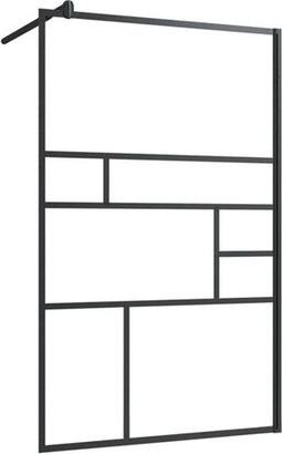 vidaXL - Inloopdouchewand - 100x195 - cm - ESG-glas - transparant - en - zwart