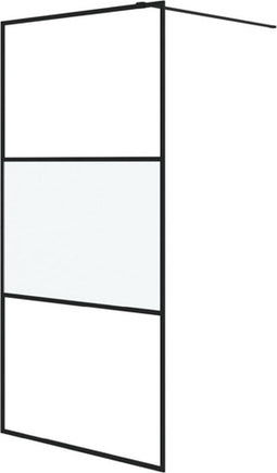 vidaXL - Inloopdouchewand - 100x195 - cm - halfmat - ESG-glas - zwart