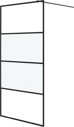 vidaXL - Inloopdouchewand - 100x195 - cm - halfmat - ESG-glas - zwart