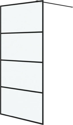 vidaXL - Inloopdouchewand - 100x195 - cm - mat - ESG-glas - zwart