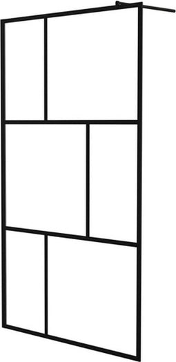 vidaXL - Inloopdouchewand - 115x195 - cm - gehard - glas - zwart