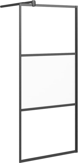 vidaXL - Inloopdouchewand - 80x195 - cm - halfmat - ESG-glas - zwart