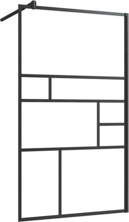 vidaXL - Inloopdouchewand - 90x195 - cm - ESG-glas - transparant - en - zwart