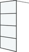 vidaXL - Inloopdouchewand - 90x195 - cm - mat - ESG-glas - zwart