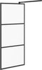 vidaXL - Inloopdouchewand - 90x195 - cm - mat - ESG-glas - zwart