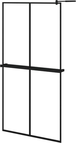 vidaXL - Inloopdouchewand - met - schap - 100x195 - cm - ESG-glas - aluminium - zwart
