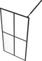 vidaXL - Inloopdouchewand - met - schap - 100x195 - cm - ESG-glas - aluminium - zwart