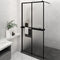 vidaXL - Inloopdouchewand - met - schap - 100x195 - cm - ESG-glas - aluminium - zwart