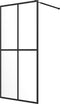 vidaXL - Inloopdouchewand - met - schap - 100x195 - cm - ESG-glas - aluminium - zwart