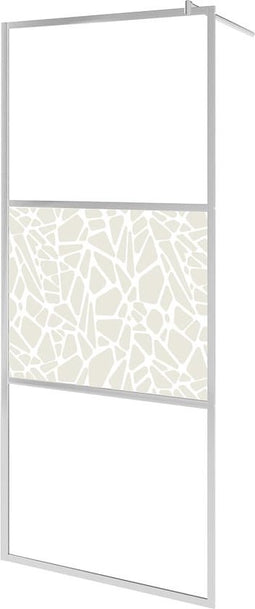 vidaXL - Inloopdouchewand - met - stenenmotief - 100x195 - cm - ESG-glas