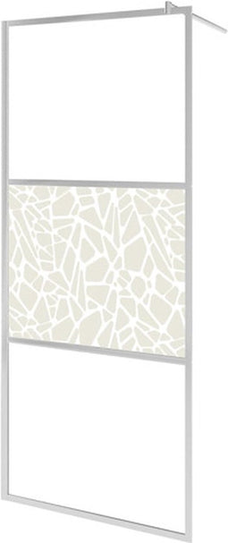 vidaXL - Inloopdouchewand - met - stenenmotief - 115x195 - cm - ESG-glas