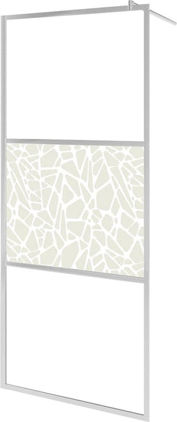 vidaXL - Inloopdouchewand - met - stenenmotief - 80x195 - cm - ESG-glas