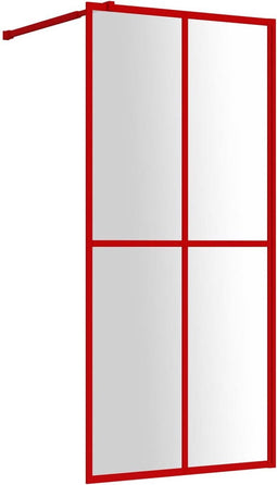 vidaXL - Inloopdouchewand - transparant - 100x195 - cm - ESG-glas - rood