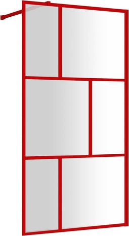vidaXL - Inloopdouchewand - transparant - 100x195 - cm - ESG-glas - rood