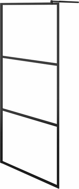 vidaXL - Inloopdouchewand - transparant - 100x195 - cm - ESG-glas - zwart