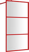 vidaXL - Inloopdouchewand - transparant - 100x195 - cm - ESG-glas - rood