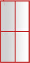 vidaXL - Inloopdouchewand - transparant - 100x195 - cm - ESG-glas - rood