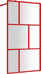 vidaXL - Inloopdouchewand - transparant - 115x195 - cm - ESG-glas - rood