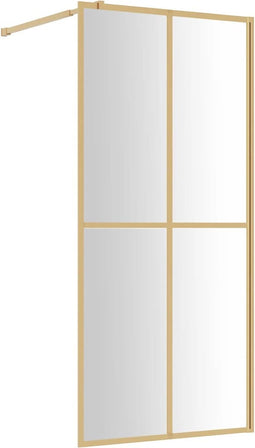 vidaXL - Inloopdouchewand - transparant - 80x195 - cm - ESG-glas - goudkleurig