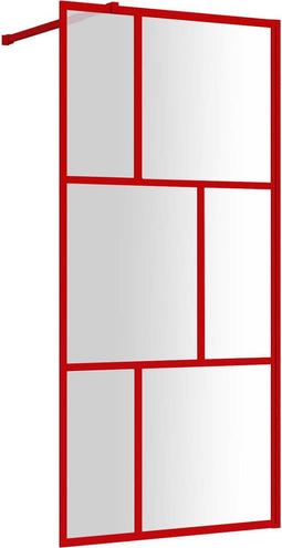 vidaXL - Inloopdouchewand - transparant - 80x195 - cm - ESG-glas - rood