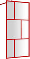 vidaXL - Inloopdouchewand - transparant - 80x195 - cm - ESG-glas - rood