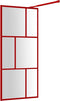 vidaXL - Inloopdouchewand - transparant - 80x195 - cm - ESG-glas - rood