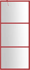 vidaXL - Inloopdouchewand - transparant - 80x195 - cm - ESG-glas - rood