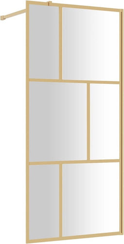 vidaXL - Inloopdouchewand - transparant - 90x195 - cm - ESG-glas - goudkleurig