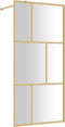 vidaXL - Inloopdouchewand - transparant - 90x195 - cm - ESG-glas - goudkleurig