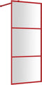 vidaXL - Inloopdouchewand - transparant - 90x195 - cm - ESG-glas - rood