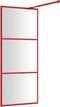 vidaXL - Inloopdouchewand - transparant - 90x195 - cm - ESG-glas - rood
