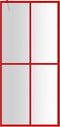 vidaXL - Inloopdouchewand - transparant - 90x195 - cm - ESG-glas - rood