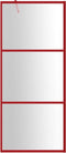 vidaXL - Inloopdouchewand - transparant - 90x195 - cm - ESG-glas - rood