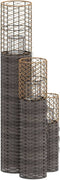 vidaXL - Kaarsenhouders - 3 - st - wicker - grijs